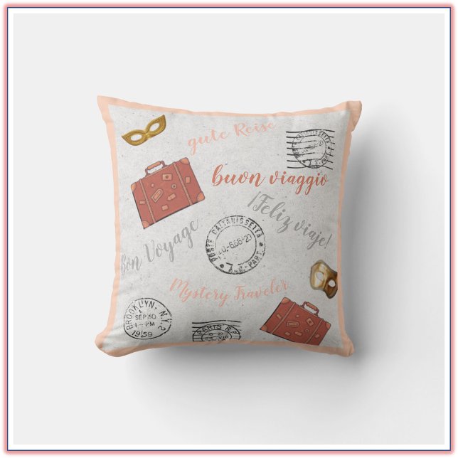 Vintage Travel Theme Throw Pillow (Creator Uploaded)