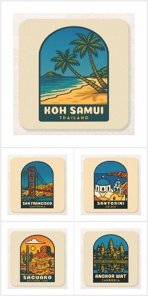 Vintage Travel Themed Drink Coasters