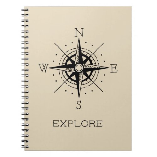Vintage Travel Themed Explore Compass Notebook