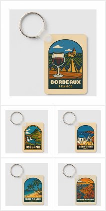 Vintage Travel Themed Keychains