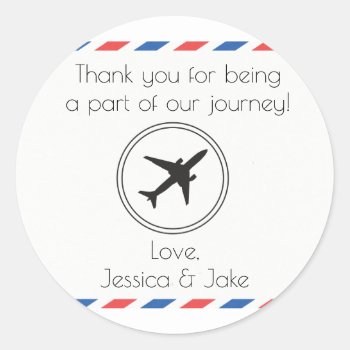 Vintage  Travel Themed Thank You Stickers- Favors Classic Round Sticker by AestheticJourneys at Zazzle
