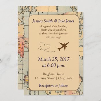 Vintage  Travel Themed Wedding Invite by AestheticJourneys at Zazzle