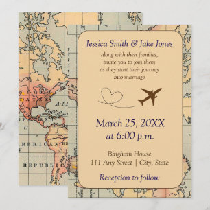 Vintage, Travel Themed Wedding Invite