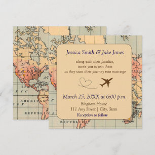 Vintage, Travel Themed Wedding Invite