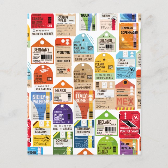 Vintage travel tickets pattern. luggage tag (Front)