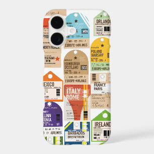 Vintage travel tickets pattern. luggage tag neck t iPhone 17 case