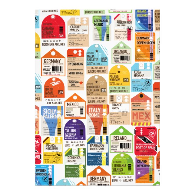 Vintage travel tickets pattern. photo print (Front)