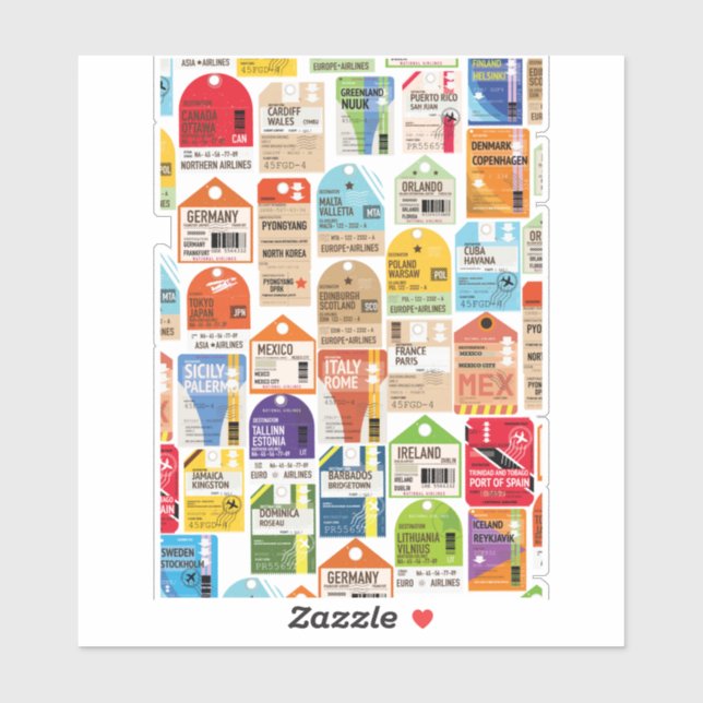 Vintage travel tickets pattern. sticker (Sheet)