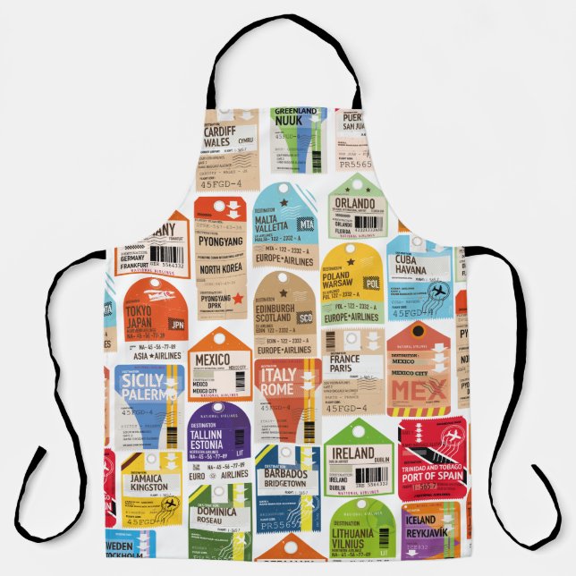 Vintage travel tickets pattern. throw pillow noteb apron (Front)