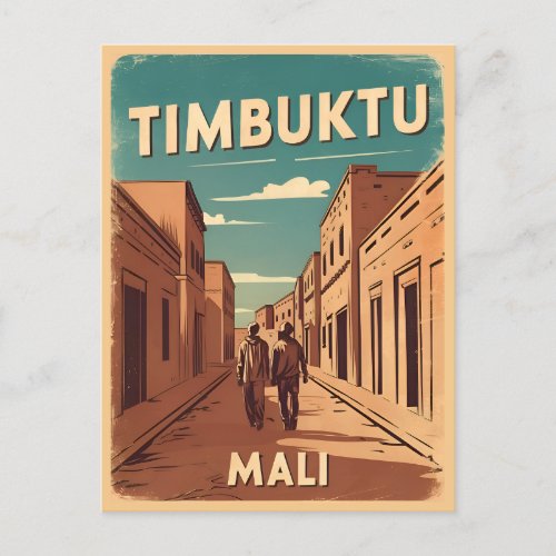 Vintage Travel Timbuktu Mali Africa Retro Graphic Postcard