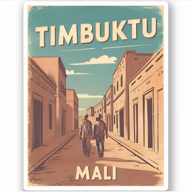 Vintage Travel Timbuktu Mali Africa Retro Graphic Sticker (Front)