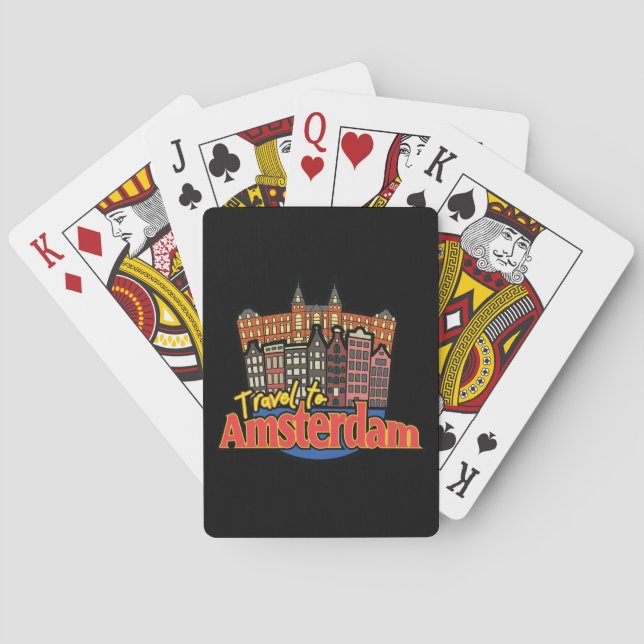 Vintage Travel to Amsterdam Netherlands Logo Poker Cards (Back)
