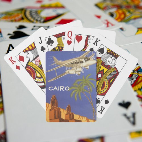 Vintage Travel to Cairo Eygpt Biplane Airplane Playing Cards