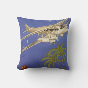Vintage Travel to Cairo, Eygpt, Biplane Airplane Throw Pillow