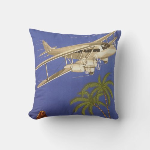 Vintage Travel to Cairo Eygpt Biplane Airplane Throw Pillow