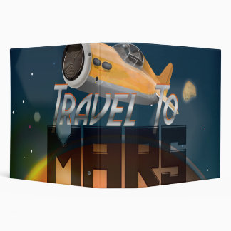 Vintage Travel To Mars Travel Poster 3 Ring Binder