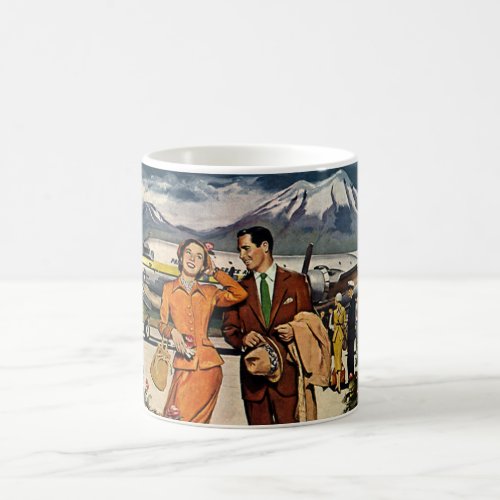 Vintage Travel Tourists at Panagra Airport Tarmac Coffee Mug