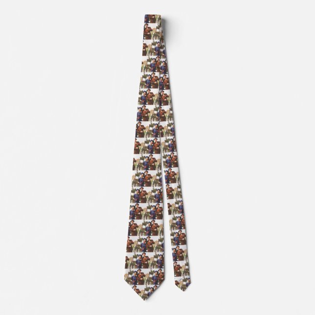 Vintage Travel, Tourists on Vacation Sightseeing Neck Tie (Front)