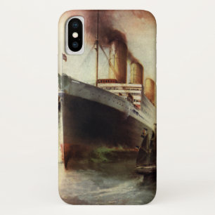 Vintage Travel Transportation Cruise Ship at Sea iPhone X Case