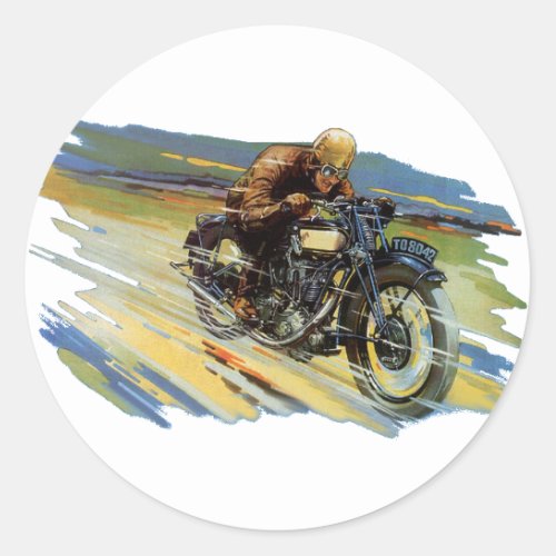 Vintage Travel Transportation Racing Motorcycle Classic Round Sticker