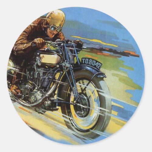 Vintage Travel Transportation Racing Motorcycle Classic Round Sticker