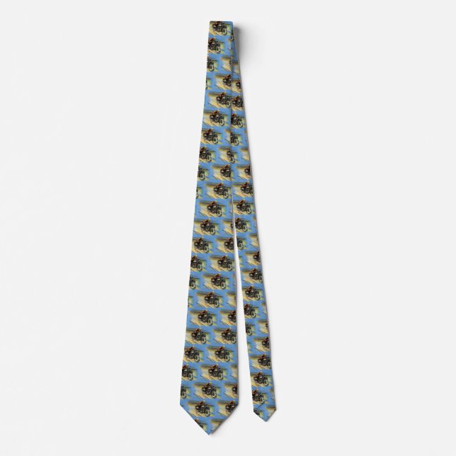 Vintage Travel Transportation, Racing Motorcycle Tie (Front)