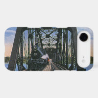 Vintage Travel Transportation Train on Bridge