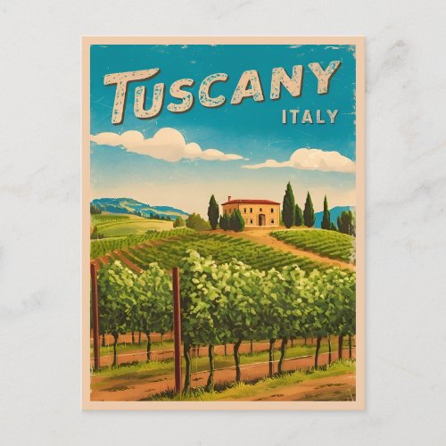 Vintage Travel Tuscany Italy Retro Scenic Postcard