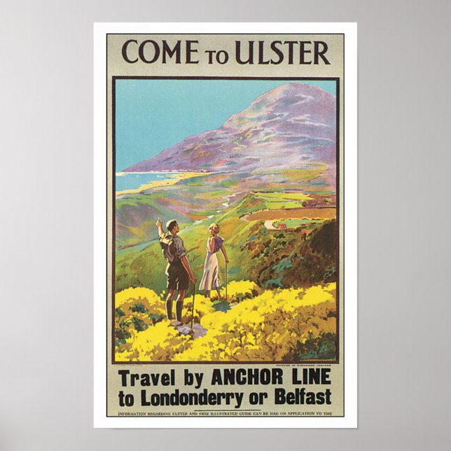 Vintage Travel Ulster Ireland Poster (Front)