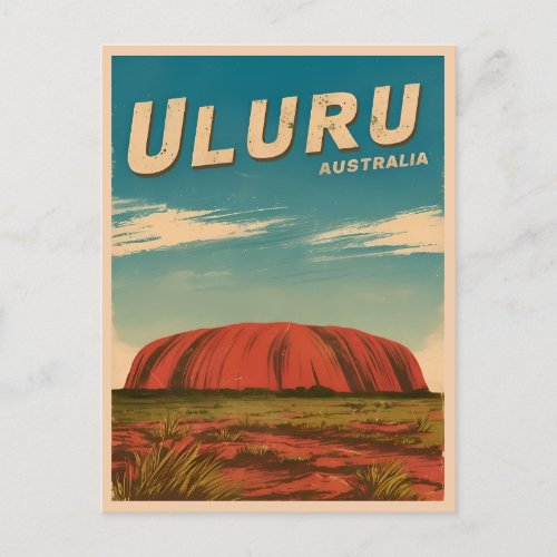 Vintage Travel Uluru Australia Retro Scenic Postcard