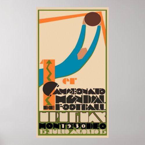 Vintage Travel _ Uruguay 1930 Football world cup Poster
