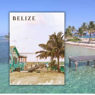 Vintage Travel Vacation Beach House Belize   Postcard