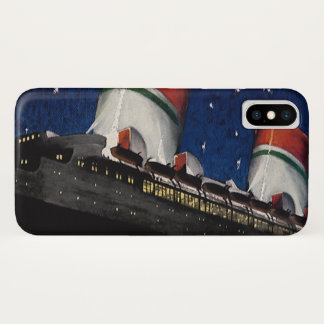 Vintage Travel, Vacation on a Cruise Ship at Night iPhone X Case