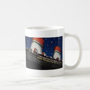 Vintage Travel, Vacation on a Cruise Ship at Night Coffee Mug