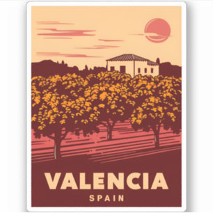 Vintage Travel Valencia Spain Retro Landscape Sticker