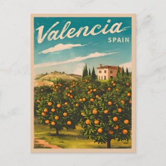 Vintage Travel Valencia Spain Retro Scenic