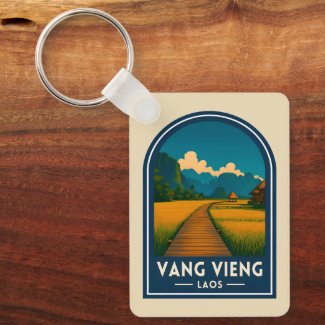 Vintage Travel Vang Vieng Laos Retro Scenic