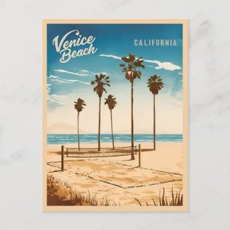 Vintage Travel Venice Beach California Retro Style