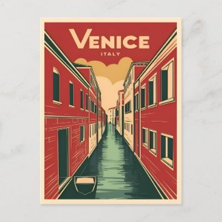 Vintage Travel Venice Italy Retro Graphic