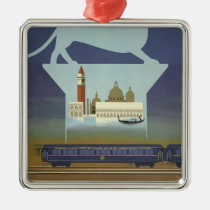 Vintage Travel Venice Orient Express Metal Ornament