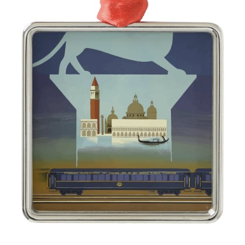 Vintage Travel Venice Orient Express Metal Ornament