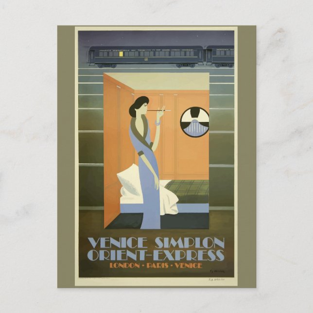 Vintage Travel Venice Orient Express Postcard (Front)