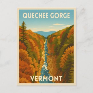 Vintage Travel Vermont Quechee Gorge Landscape 