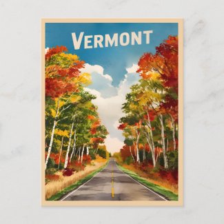 Vintage Travel Vermont Rustic Landscape Retro 