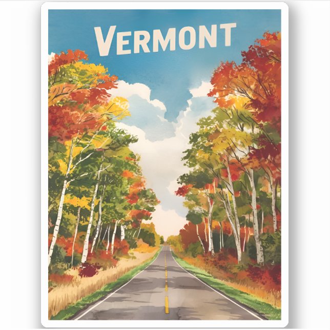 Vintage Travel Vermont Rustic Landscape Retro  Sticker (Front)
