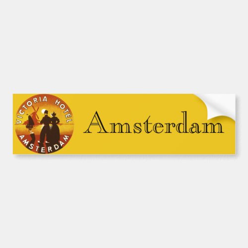 Vintage Travel Victoria Hotel Amsterdam Holland Bumper Sticker