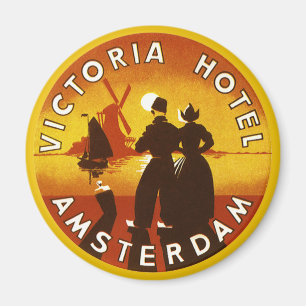 Vintage Travel, Victoria Hotel, Amsterdam, Holland Magnet