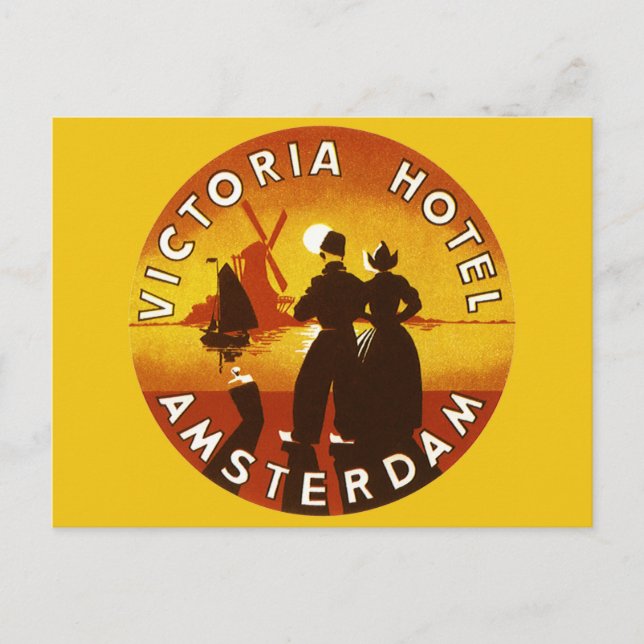 Vintage Travel, Victoria Hotel, Amsterdam, Holland Postcard (Front)