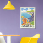 Vintage Travel Villers sur Mer Normandy Beach Poster<br><div class="desc">Reproduction print of a vintage 1930s French travel poster promoting the resort of Villers sur Mer in Normandy. Villers-sur-Mer is located on La Manche between Deauville and Houlgate. This art-deco print has been digitally refurbished to bring out the original colors,  even better and fix as many imperfections as possible.</div>