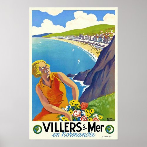 Vintage Travel Villers sur Mer Normandy Beach Poster